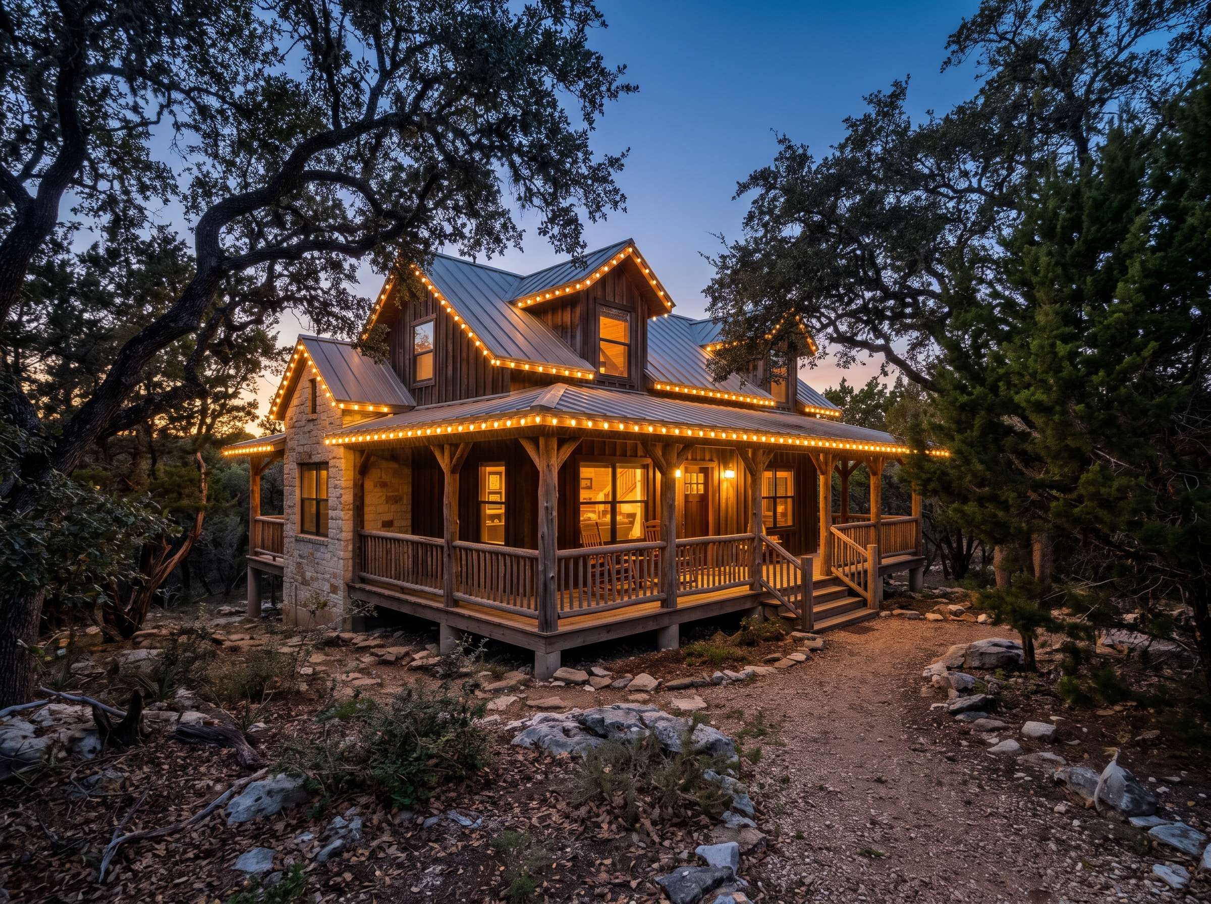Cabin-style homes in Wimberley